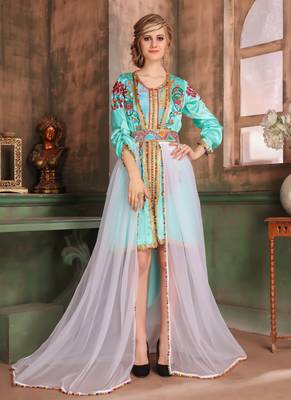 Multicolor Embroidered Georgette Islamic Kaftans 1