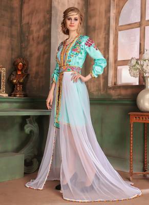 Multicolor Embroidered Georgette Islamic Kaftans 2