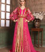 Beige Embroidered Crepe Islamic Kaftans