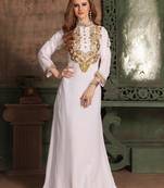 White Embroidered Rayon Islamic Kaftans