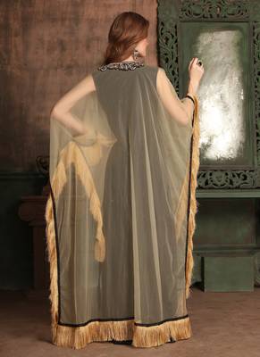 Black Embroidered Crepe Islamic Kaftans 3