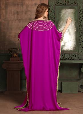 Pink Embroidered Crepe Islamic Kaftans 3
