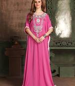 Pink Embroidered Crepe Islamic Kaftans