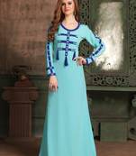 Blue Embroidered Crepe Islamic Kaftans