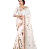 White embroidered silk saree with blouse