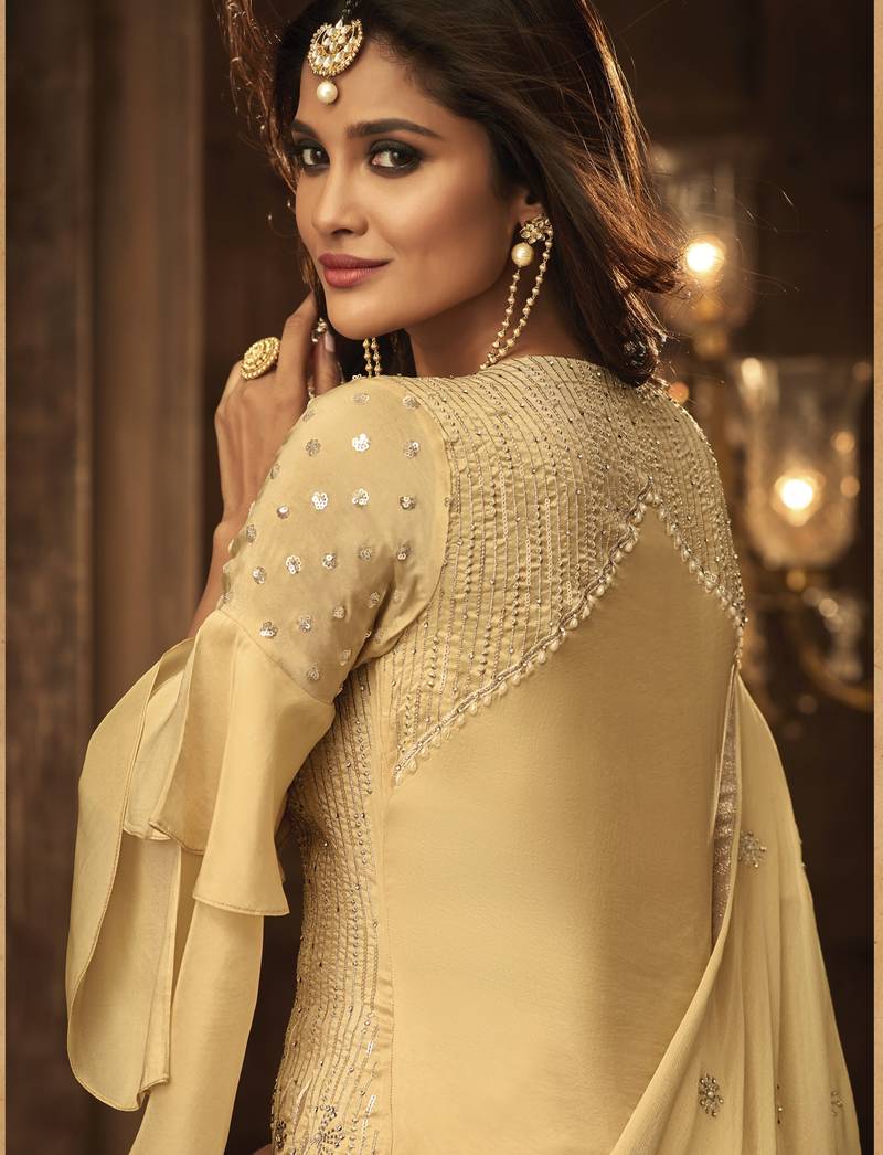 Yellow Embroidered Silk Salwar With Dupatta