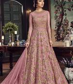 Pink Embroidered Net Salwar With Dupatta