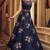 Dark-Blue Embroidered Silk Salwar With Dupatta