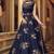 Dark-Blue Embroidered Silk Salwar With Dupatta