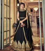 Black Embroidered Silk Salwar With Dupatta