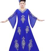 Royal Blue Georgette Embroidered Zari Work Islamic Kaftan For Girls
