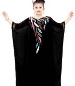 Black Georgette Embroidered Zari Work Islamic Kaftan For Girls
