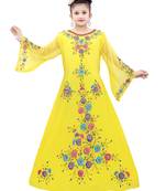 Yellow Georgette Embroidered Zari Work Islamic Kaftan For Girls
