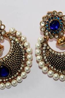 Beautiful Antique Finish Hangings With Blue N White Pearls