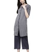 Blue printed cotton palazzo-kurta