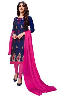 Blue Embroidered Chanderi Salwar