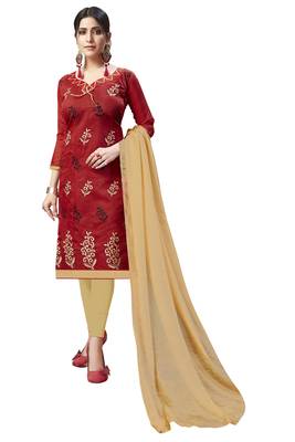 Red Embroidered Chanderi Salwar 1