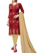 Red Embroidered Chanderi Salwar