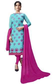 Blue Embroidered Chanderi Salwar