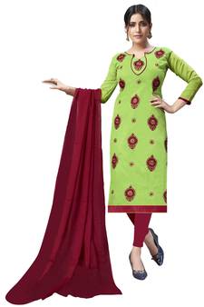 Green Embroidered Chanderi Salwar