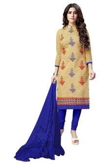 Beige Embroidered Chanderi Salwar