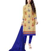 Beige Embroidered Chanderi Salwar