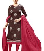 Brown Embroidered Chanderi Salwar
