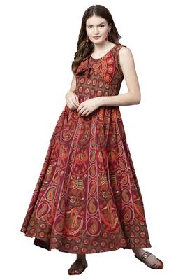 Red printed cotton kurtas-and-kurtis 1
