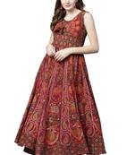 Red printed cotton kurtas-and-kurtis