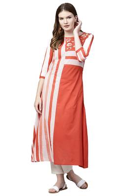 Red embroidered viscose kurtas-and-kurtis 1