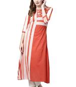 Red embroidered viscose kurtas-and-kurtis