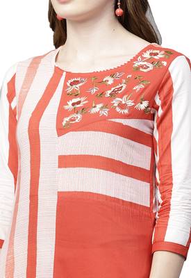 Red embroidered viscose kurtas-and-kurtis 2