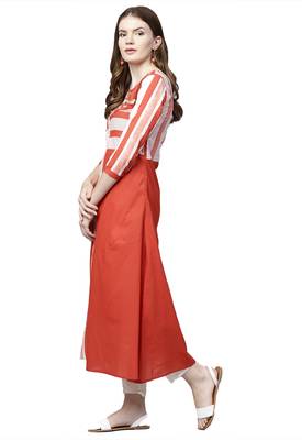Red embroidered viscose kurtas-and-kurtis 3