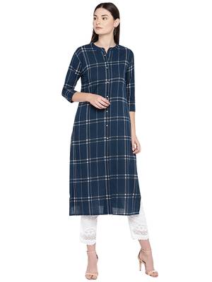 Blue printed viscose kurtas-and-kurtis 1