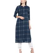 Blue printed viscose kurtas-and-kurtis
