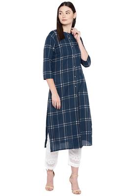 Blue printed viscose kurtas-and-kurtis 2