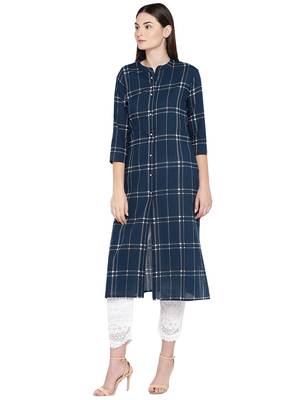 Blue printed viscose kurtas-and-kurtis 3