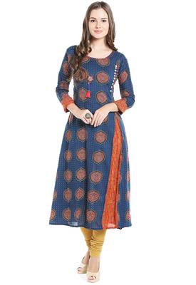 Blue printed viscose kurtas-and-kurtis 1