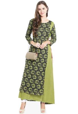 Pink printed viscose kurtas-and-kurtis 1