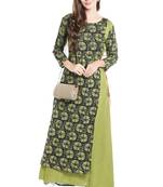 Pink printed viscose kurtas-and-kurtis