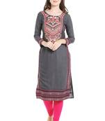 Grey printed viscose kurtas-and-kurtis