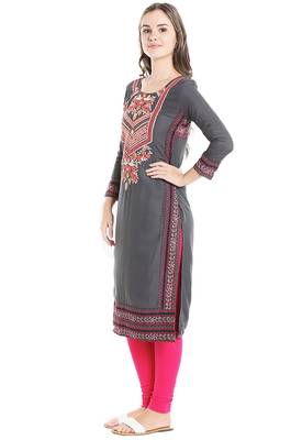 Grey printed viscose kurtas-and-kurtis 2