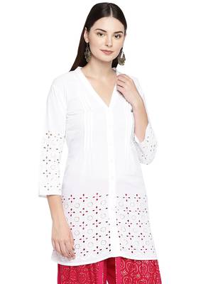 White solid viscose kurtas-and-kurtis 1