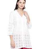 White solid viscose kurtas-and-kurtis