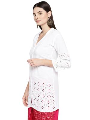 White solid viscose kurtas-and-kurtis 3