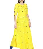 Yellow solid viscose kurtas-and-kurtis