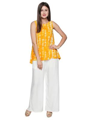 Ishin Rayon White Solid Flared Women's Palazzos 2