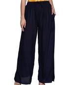 Ishin Rayon Navy Blue Solid Flared Women's Palazzos