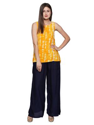 Ishin Rayon Navy Blue Solid Flared Women's Palazzos 2