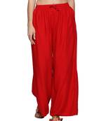 Ishin Rayon Red Solid Flared Women's Palazzos